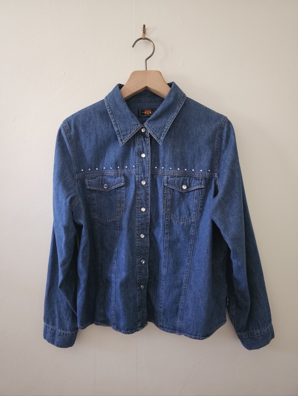 Classic Y2K Era Long Sleeve Western Style Denim Button Down From Route 66